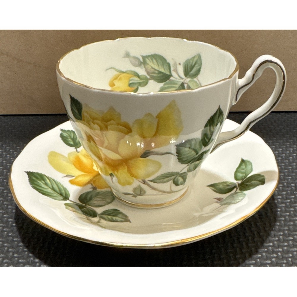 VTG Adderley"Goldilocks" Yellow Roses Fine Bone China Cup & Saucer | Gilded